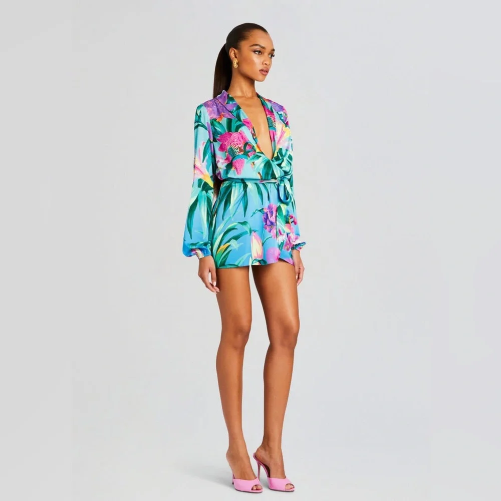 Rococo Sand Blue and Pink Floral Mini Dress - Picture 9 of 16